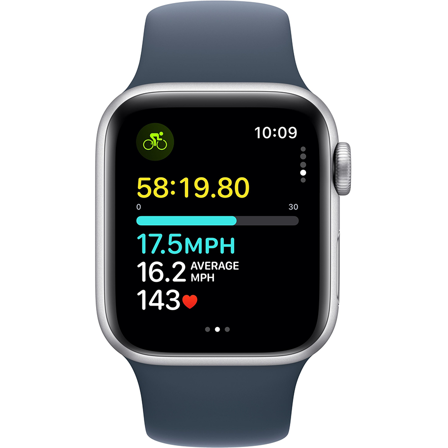 Apple Watch SE 2 44mm Silver Aluminum Case with Storm Blue Sport Band- Фото 3