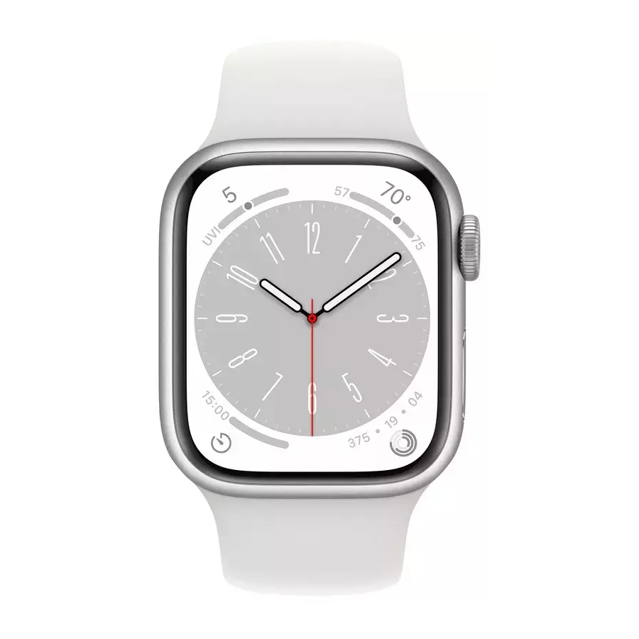Apple Watch Series 8 41mm Silver Aluminum Case with White Sport Band- Фото 2