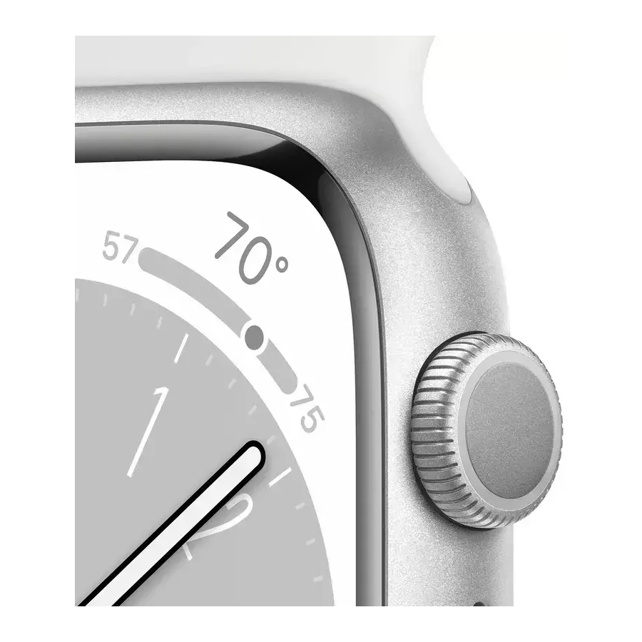 Apple Watch Series 8 41mm Silver Aluminum Case with White Sport Band- Фото 3