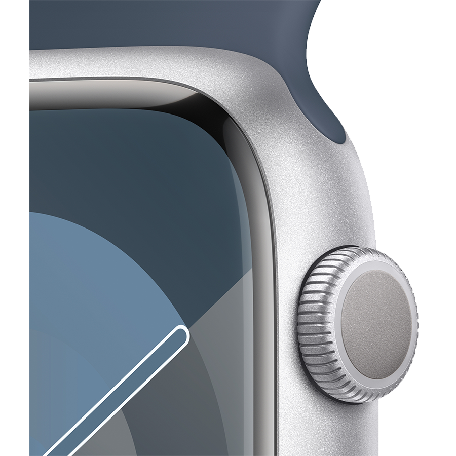 Apple Watch Series 9 45mm Silver Aluminum Case with Storm Blue Sport Band- Фото 3